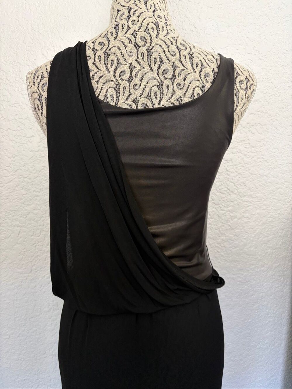 McQ Alexander McQueen Black Asymmetric Draped Maxi Dress Size S Italy - Picture 7 of 12